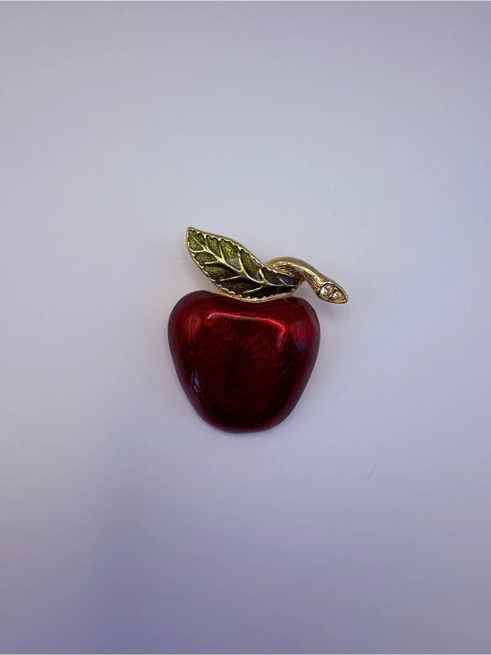 Gold Leaf Red Apple Brooch Pin - Women Jewelry